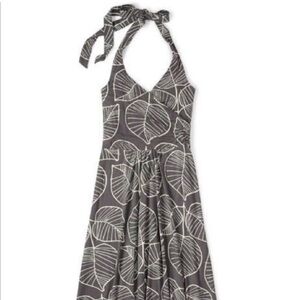 Boden St Lucia Gray Palm Leaf Tropical Print Knit Halter Midi Dress Size 10R